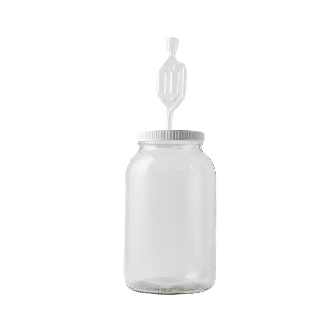 Fastrack 4X-Qad4-R06S One Gal Wide Mouth Jar With Lid And Twin Bubble Airlock, Clear