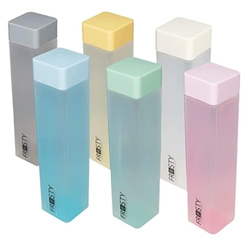 Storvex Frosty Square Fridge Water Bottles Set Of 6 | 1 Litre Bpa Free Plastic Fridge Bottles | Slim Refrigerator Water Bottle S