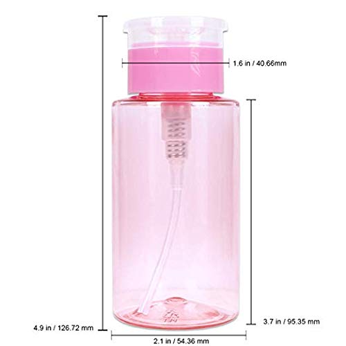 7Oz Pink Push Down Pump Dispenser Empty Refillerble Bottle With Flip Top Cap - For Nail Polish, Travel, Cosmetics Packaging