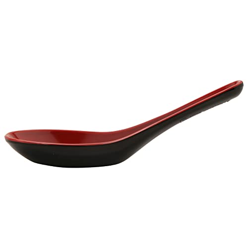 G.E.T. 6026-Rb Red/Black 0.6 Oz. Soup Spoon, Break Resistant Dishwasher Safe Melamine Plastic, Fuji Collection (Pack Of 12)