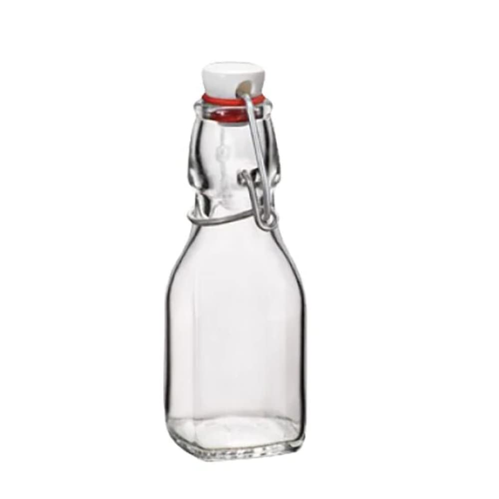 Bormioli Rocco Swing Bottle - 4.25 oz, Recyclable Glass with Airtight Seal - BPA-Free & Dishwasher Safe - Ideal for Infused Drin