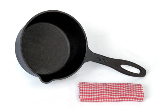 Feroall Cookware Cast Iron Pre Seasoned Saucepan | Black | For Soups, Sambars, Curries | Iron Fry Pan |Deep Frying Pan | Inducti