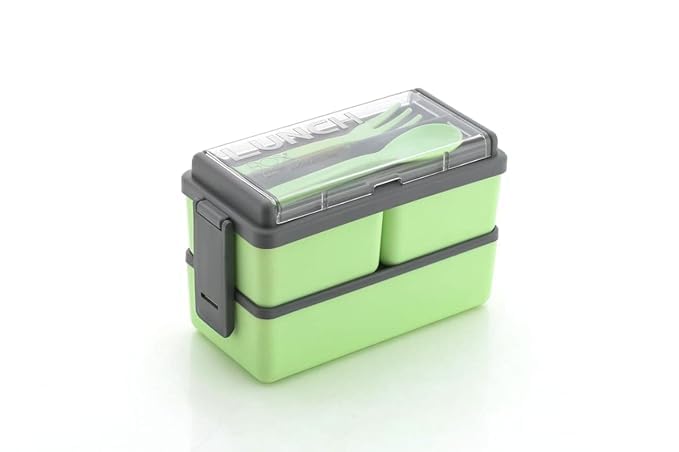 The Sr Brand 3Compartment Lunch Box For Office Men And Lunch Box For Kids, Portable DoubleLayer Lunch Box With Cutlery And Lid