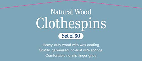 Whitmor Set of 50 Wooden Clothespins  S/50