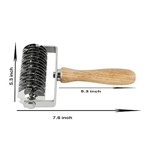 Inchoo Homemade Stainless Steel Dough Lattice Roller Cutter Bread Pastry Baking Tool Dough Docker Needle Roller Wheel