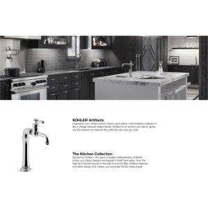 Kohler K-99268-Cp Artifacts Gentleman'S Bar Sink Faucet, Polished Chrome, Single Handle, Prep Faucet, Secondary Faucet, Single H