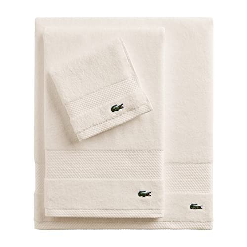 Lacoste Heritage Supima Cotton Hand Towel, Chalk, 16'' X 30''