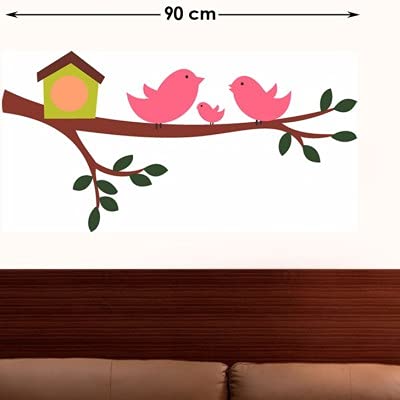 Kaushiki Collection Pink Birds Wall Sticker For Living Room, Bed Room, Kide Room