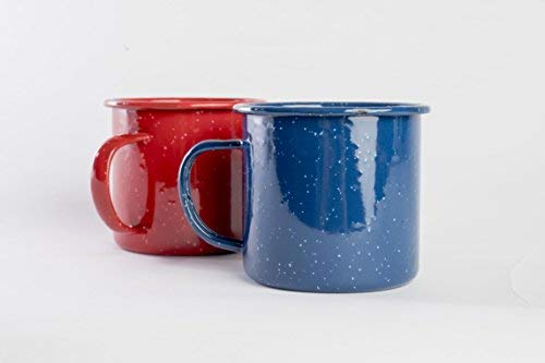 Enamel Mug- Outdoor Camping Mugs - Ideal For Early Morning Coffee Or Cold Beverages- Coffee Mug- 16 Oz (Red)