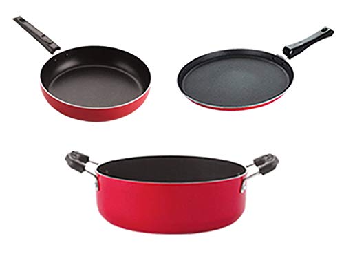 Nirlon Non Stick Pfoa Free Gas Compatible Cookware Utensil Item Set Of 4 Pieces (2.6Mmv_2.6Mmft12_Cass22_Fp12)