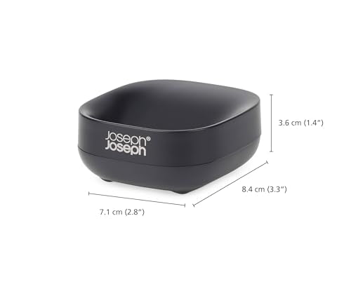 Joseph Joseph Bathroom Slim, Compact, Soap Dish Holder With Non-Slip Base, Matt Black