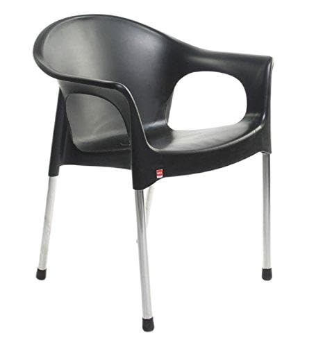 Cello Metallo Cafeteria Set Of 6 Chairs (Black) | Strong And Durable | Easy To Clean | Chair For Living Room, Bed Room, Kitchen,