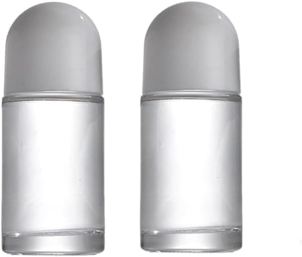 BWESOO 2Pcs White 50ML Glass Empty Roller Bottles with Plastic Roller Ball, Deodorant Roll On Containers Leak Proof Massage Ball