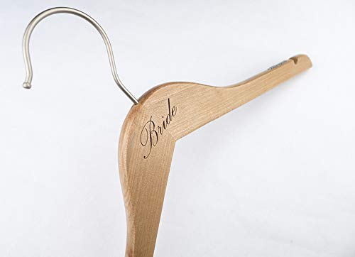 Nahanco B20017Eng Bridal Hanger, Natural Wood Hanger Engraved With (Bride), 17    (1 Piece), Natural W/Engraved Print