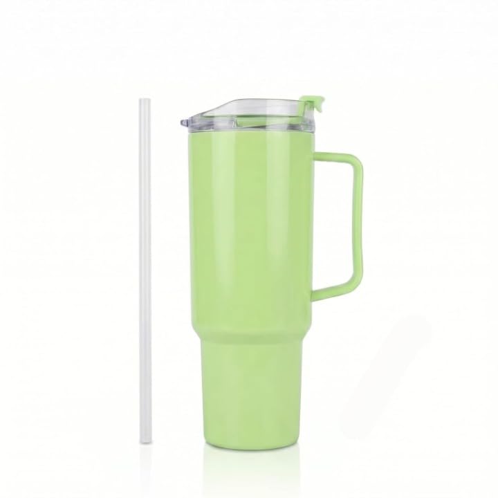 Wisik Enterprise Tumbler With Handle With Straw Lid, Insulated Stainless Steel Travel Mug Water Bottle Ice Coffee Cup For Cold A
