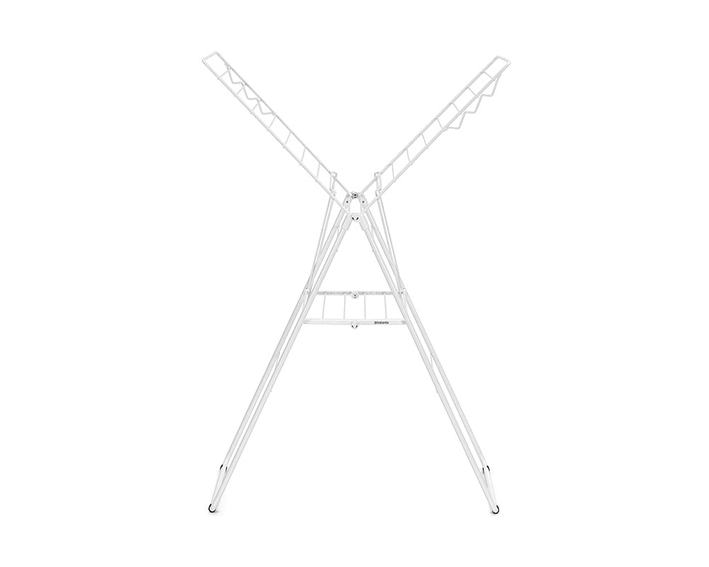 Brabantia HangOn Laundry Drying Rack (20m / Fresh White) Compact  Foldaway  Adjustable Indoor Stainless Steel Clothes Horse