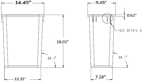 Hardware Resources Plastic Waste Container, 35 Quarts (Pack Of 1), Grey