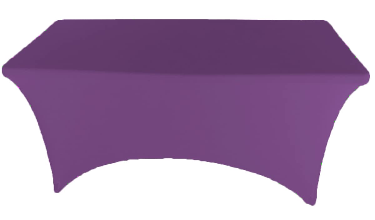 Gowinex 8Ft Purple Stretch Spandex Table Cover Tablecloth For Rectangular Fitted Folding Table