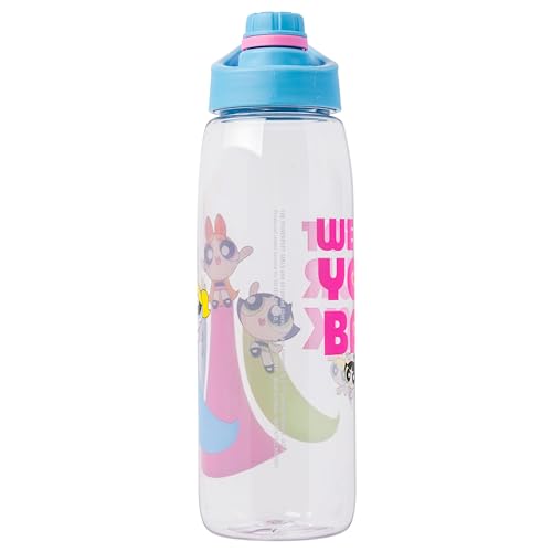 Silver Buffalo Powerpuff Girls We Got Your Back Featuring Bubbles  Buttercup  and Blossom Water Bottle with Screw Lid  28 Ounces