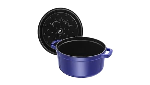 Staub Cast Iron Roaster/Cocotte, Round, 5 L, Dark Blue, 26 Cm