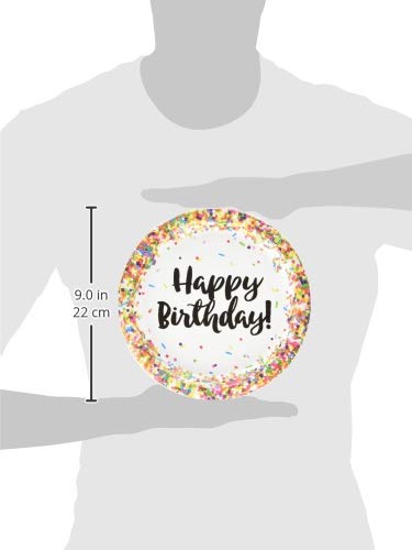 Creative Converting Colorful Birthday Dinner, 9'' Confetti Sprinkles Round Paper Plates | Disposable | 8 Pcs, Multicolor