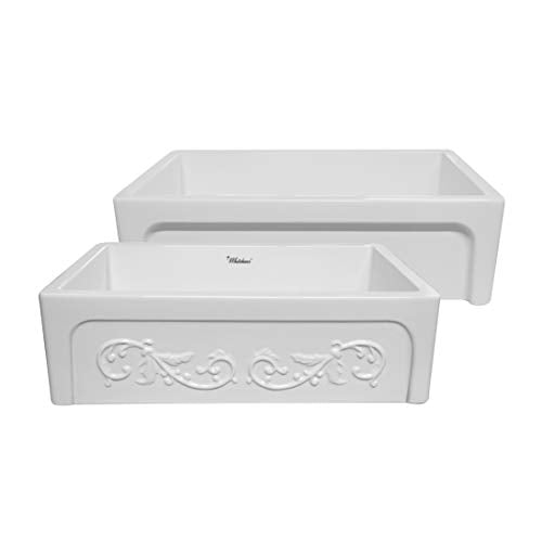 Whitehaus Collection Fireclay Kitchen Sink, Front Apron, Large, White, Model WHSIV3333-WHITE