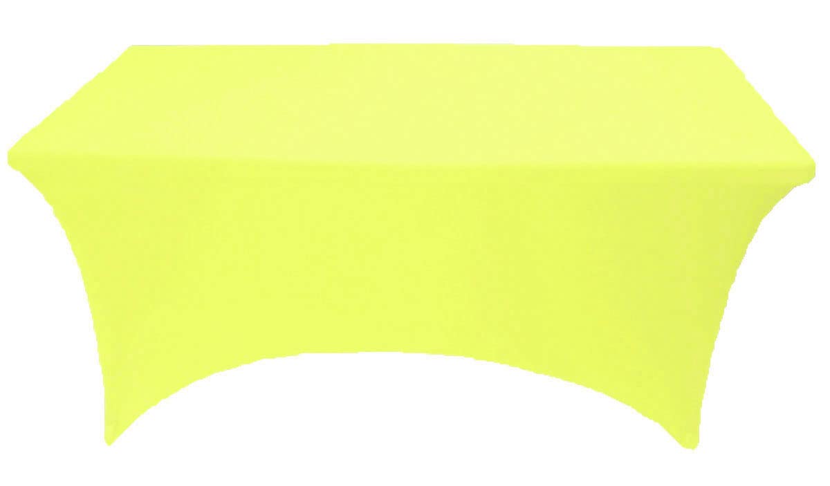Gowinex 8Ft Lemon Yellow Stretch Spandex Table Cover Tablecloth For Rectangular Fitted Folding Table