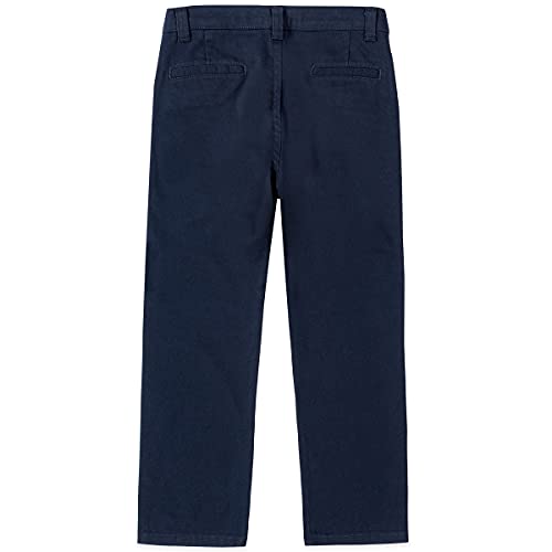 Izod Boys School Uniform Twill Khaki Pants, Flat Front  Comfortable Waistband, Navy, 12 Slim