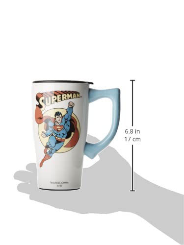 Spoontiques - Ceramic Travel Mugs - Superman Cup - Hot or Cold Beverages - Gift for Coffee Lovers