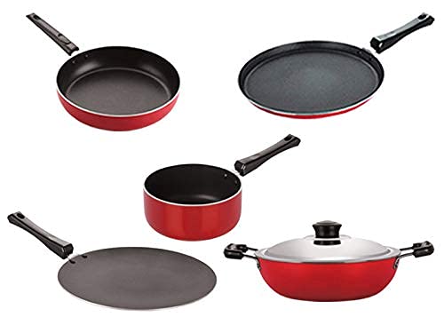 Nirlon Non Stick Cookware Pots & Pan Gift Set Of 5 Pieces With Bakelite Handle(26_Ct_Dkdb_Spb_Ft11_Fp12)