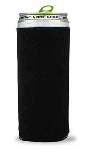 Kropsis Collapsible 12 Oz Slim Can Cooler Sleeves Blank Fabric Scuba Foam (Black, 12)