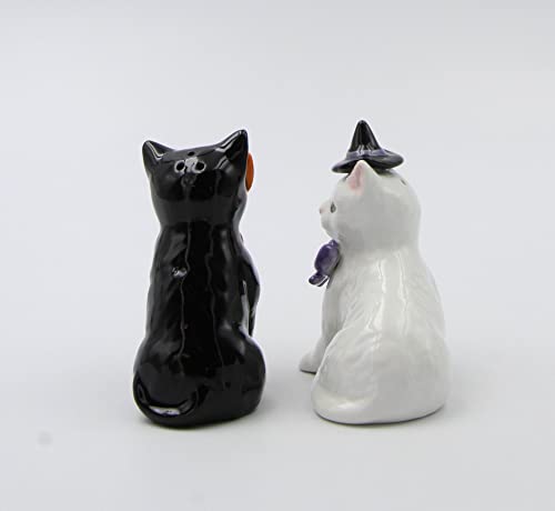 Cosmos Gifts 21032 Black And White Halloween Cat Salt And Pepper Shaker