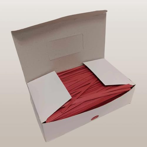 Oasis Supply, 4000 Piece 2 Boxes 4'' Laminated Paper Twist Ties, Bulk With Dispenser Box (Red)
