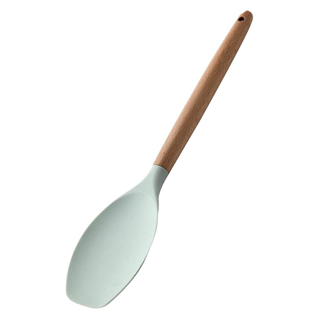 Ecomistiq Silicone Non Stick Kitchen Cooking Utensil Set Wooden Handle Scoop | Utensils Tools & Gadgets Kitchen, Dining Bar