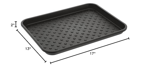 iDesign Plastic Under Sink Mat Tray for Kitchen Cabinet  Bathroom  Entryways  Office  Mudroom  College Dorm  (Set of 2)  17'' X 13'' X 2''  Black