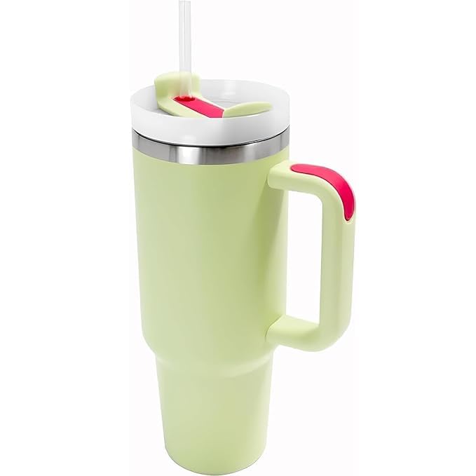 Swarn Products Stainless Steel Tumbler Hot And Cold With Handle And Lid 2 Straw, Double Insulated Cup Leak Proof Mug Cupholder F