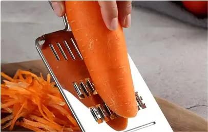 KIBS Korean Carrot Grater - Stainless Steel Shredder, 28.3x8.8x1.5 Small, Silver - Ideal for Russian Salad & Carrot Slicing