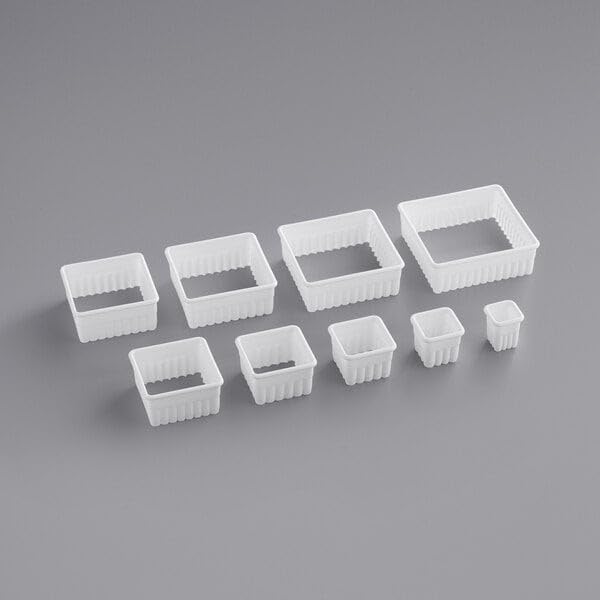 Ateco 5703 Fluted Edge Square Cutter Set In Graduated Sizes, Durable, Food-Safe Plastic, 9 Pc Set, White