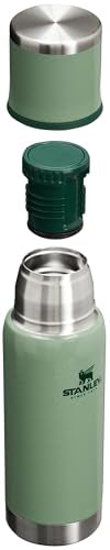 STANLEY Adventure-To-Go Vacuum Bottle, 16 oz, Stainless Steel, Hammertone Green, Leakproof Cup Lid, Insulated Thermos