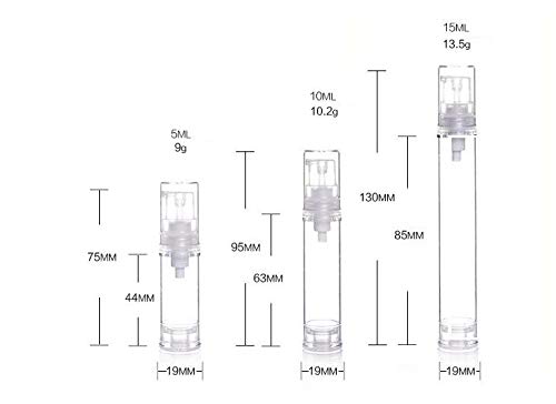 12Pcs Clear Plastic Airless Vacuum Pump Bottle Empty Refillable Cosmetic Makeup Sample Packing Cream Lotion Toiletries Liquid St
