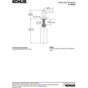 Kohler K-1893-C-2BZ Clam-Shell Packed Soap/Lotion Dispenser with Transitional Design  Oil Rubbed Bronze