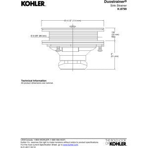 Kohler 8799-Pb Duostrainer Sink Drain And Strainer Basket, Less Tailpiece, Polished Brass