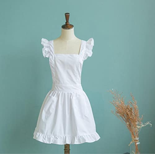 Enakshi Victorian Style Pinafore Apron Maid Lace Smock Costume Ruffle Pockets White|Home & Garden | Kitchen, Dining & Bar | Line