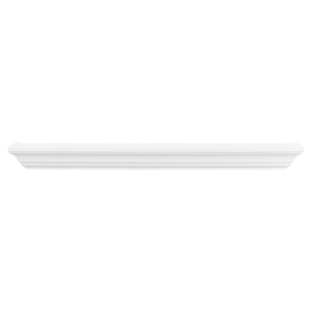 MANTELSDIRECT 60 Inch Floating Fireplace Mantel Wood Shelf in White - Colton from Mantels Direct  Wooden Rustic Wall Shelf Perfect for D?or and Electric Fireplaces