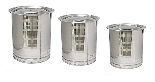 Ameraempire Stainless Steel Storage 10L, 20L, 30L Containers With Lid, Heavy Gauge Dent Resistant, For Atta, Rice, Dal And Grain