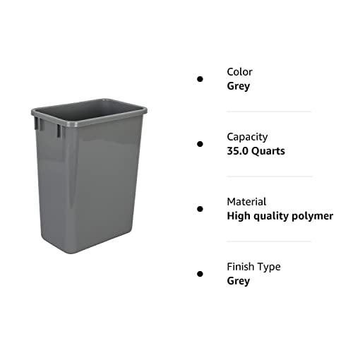 Hardware Resources Plastic Waste Container, 35 Quarts (Pack Of 1), Grey