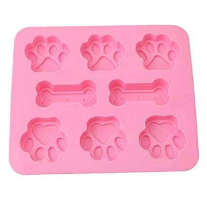 Silicone Molds Pet Paw Print With Bone Treat Dog Candy Chocolate Soap 3 Pack Mold