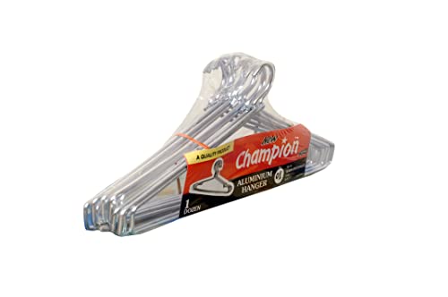 Newchampion Strong & Durable Heavy Aluminium Cloth Hanger 17 - (Silver, Pack Of 12 Pcs)