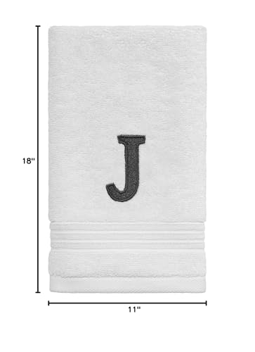 Avanti Linens - Fingertip Towel, Soft & Absorbent Cotton, Embroidered Bathroom Decor (Monogram Collection, Initial J)