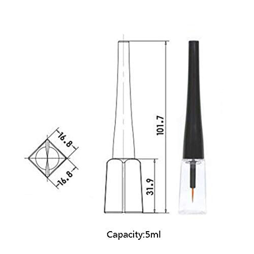 Xumin 5Pcs 5Ml/0.17Oz Empty Black Plastic Eyeliner Tubes Bottle Vials Dispenser Sample Packing Storage Container With Inserts Pl
